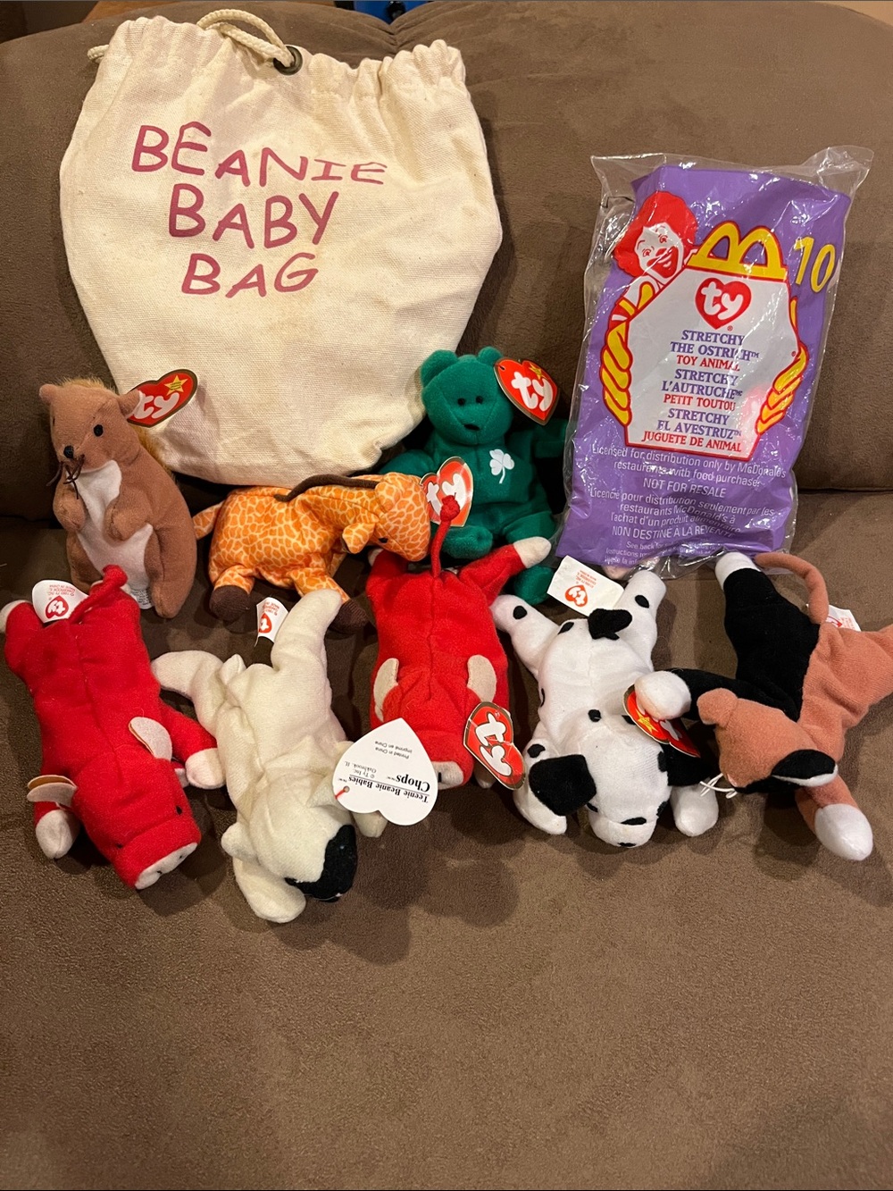 Ty Teenie Beanie Babies Plush Set and bag